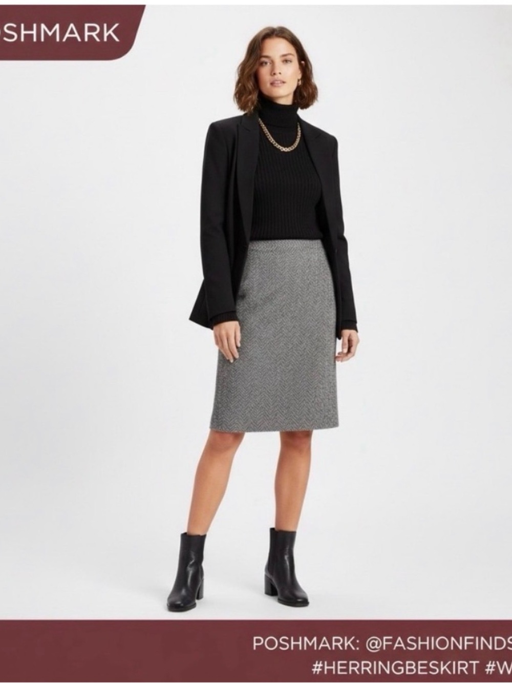Pendleton Gray Herringbone Pencil Skirt- 12
